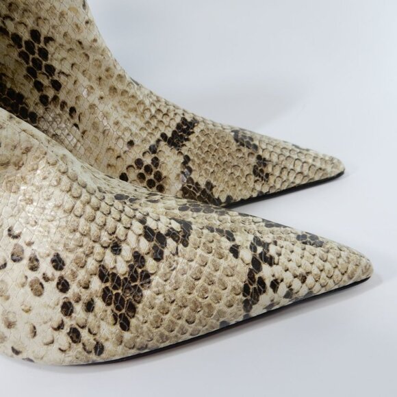 SCHUTZ Frances Pointed Toe Bootie Sz 7 Kitten Heel Cream Beige Snake Leather NEW - Picture 7 of 12